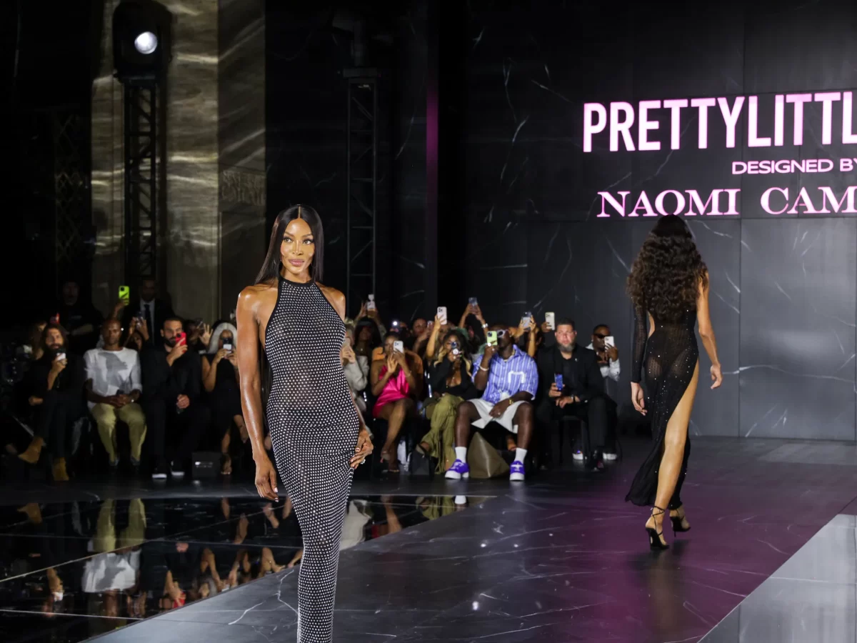 Naomi Campbell walking the runway wearing her PrettyLittleThing collection. (Photo courtesy of Bre Johnson/BFA.com) 