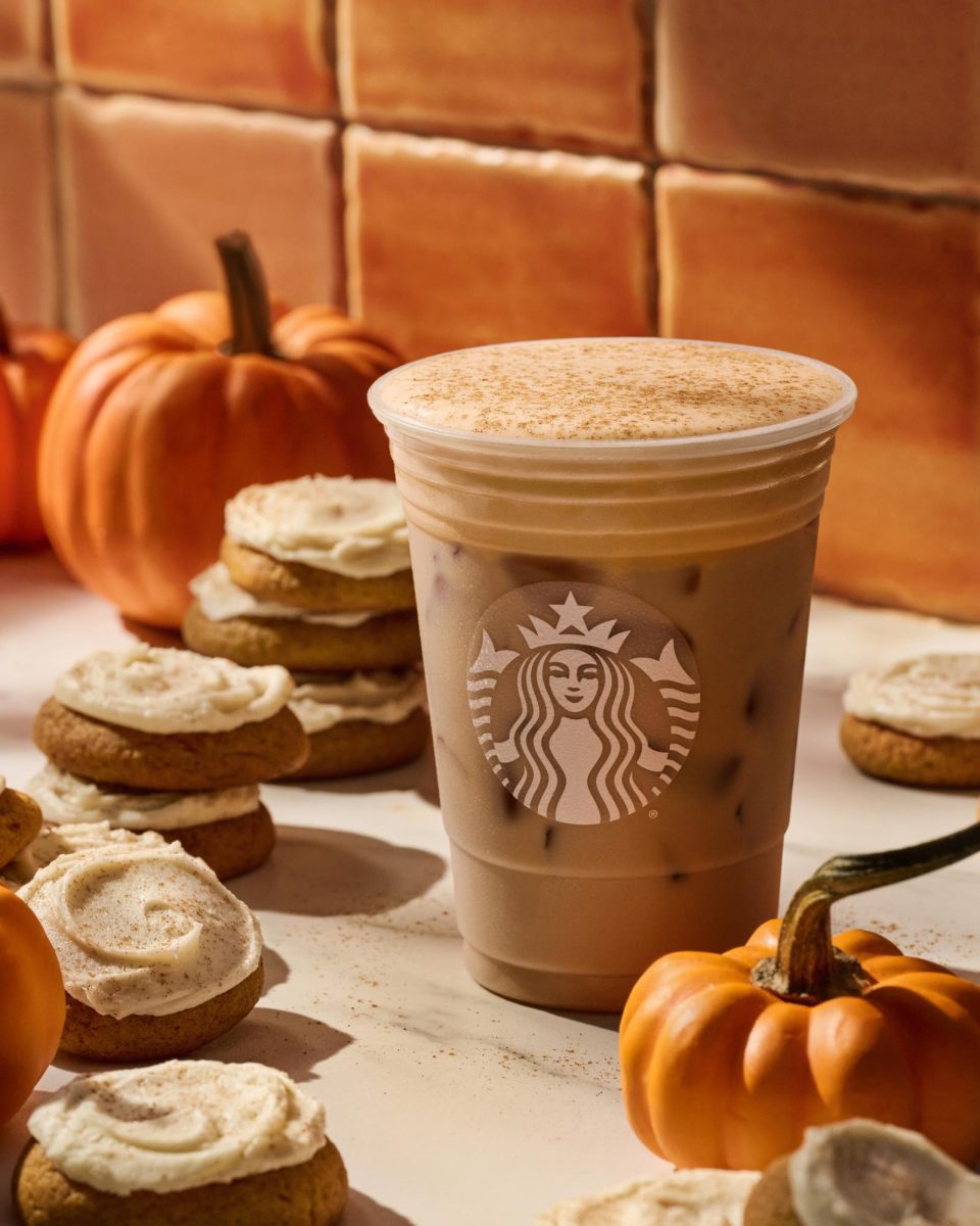 A+Starbucks+Pumpkin+Spice+Latte+on+display+surrounded+by+cinnamon+cookies+and+pumpkins+in+a+fall+palette.+++%0A%28Photo+courtesy+of+Starbucks+%29