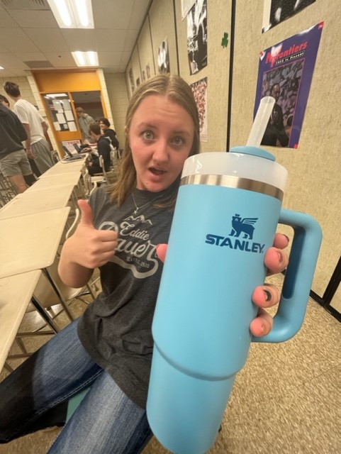Emma finally accepting the Stanley as a valid water bottle choice. (Photo Courtesy of Emma Nigro)