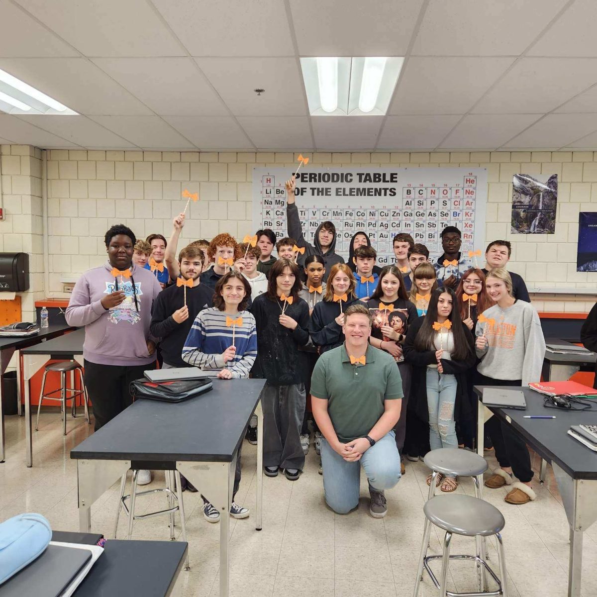 Mr. Houk's class rocks the signature Bulson bow tie. Photo courtesy of Mr. Houk.