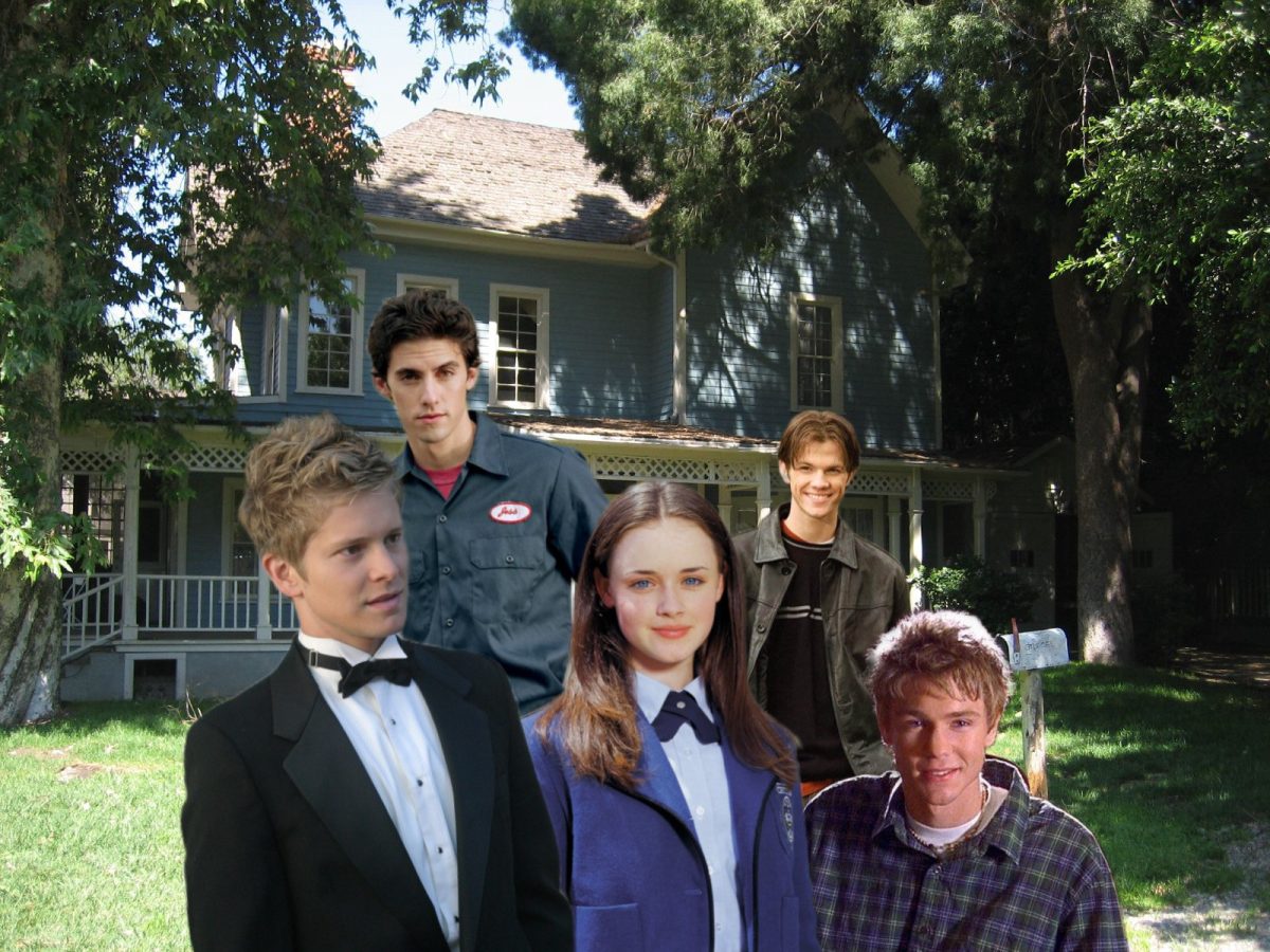 Rory Gilmore surrounded by a plethora of boys and the one and only, Logan Huntzberger. Photo Courtesy of Wikipedia and Gilmore Girls Wiki  