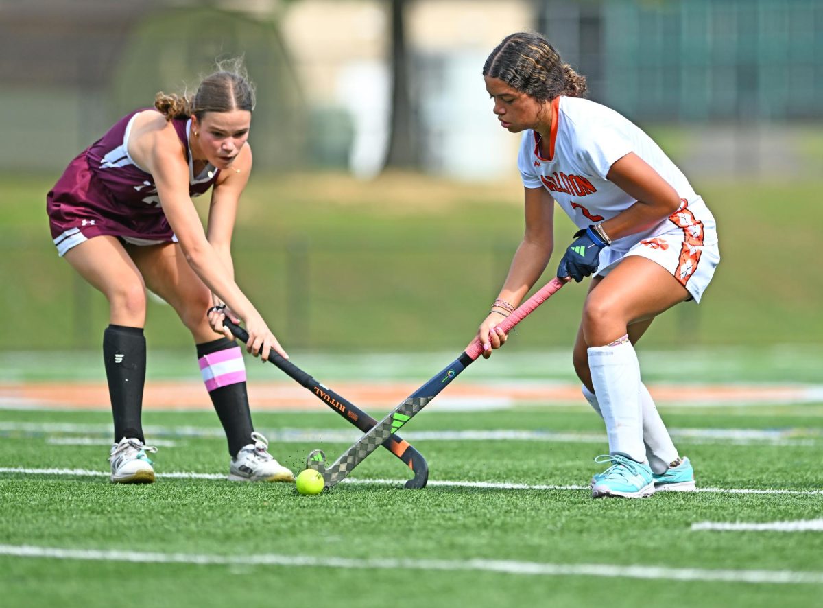 Fallston’s Layla King evades a Towson defender in the Cougars’ first game during the Alice Puckett Invitational Tournament September 7th, 2024. (Photo Courtesy of John Bowers)