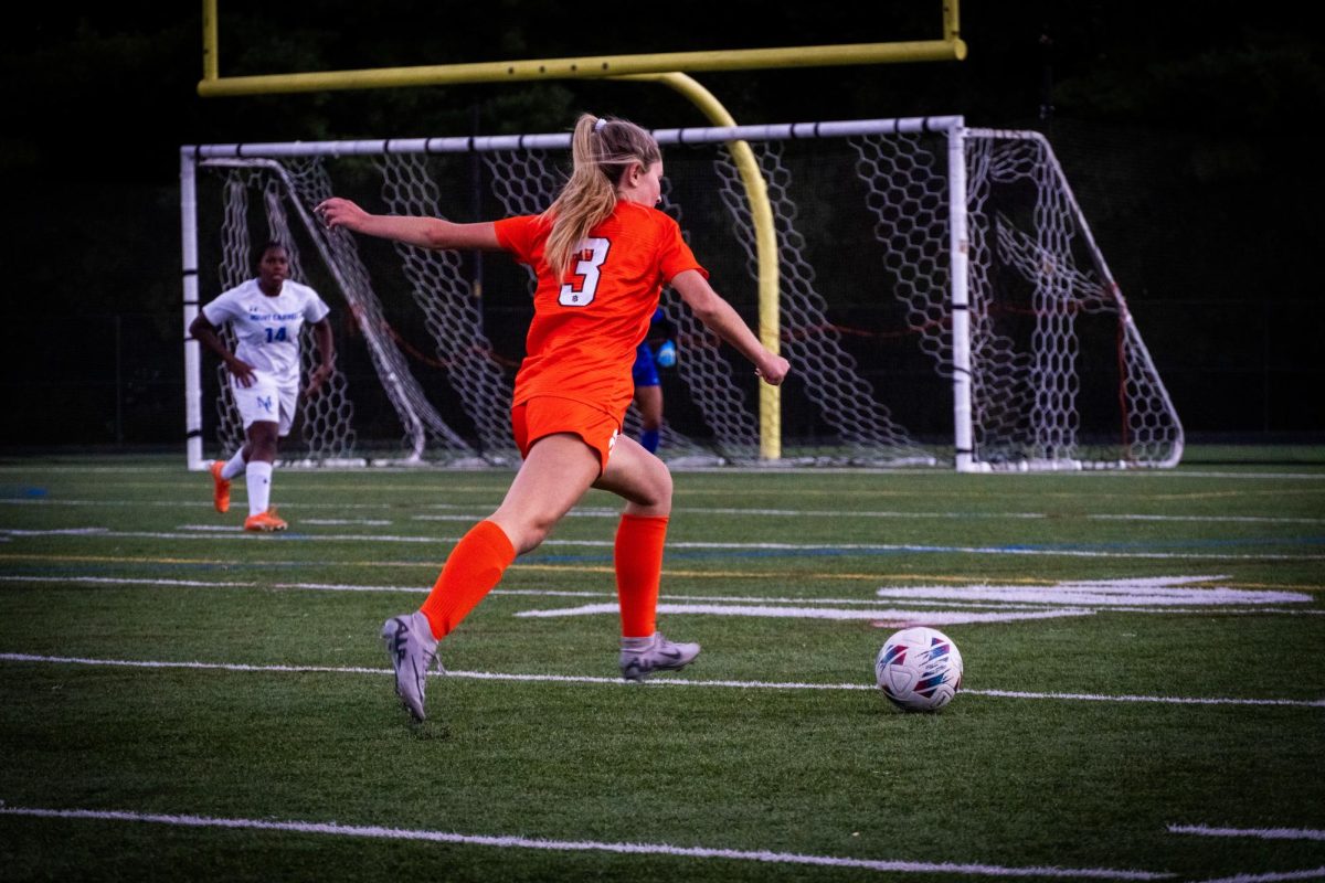 Senior Hayden Mills takes a shot during Fallston’s win over Our Lady of Mount Carmel on Senior Night. Photo Courtesy of Joseph Mullen