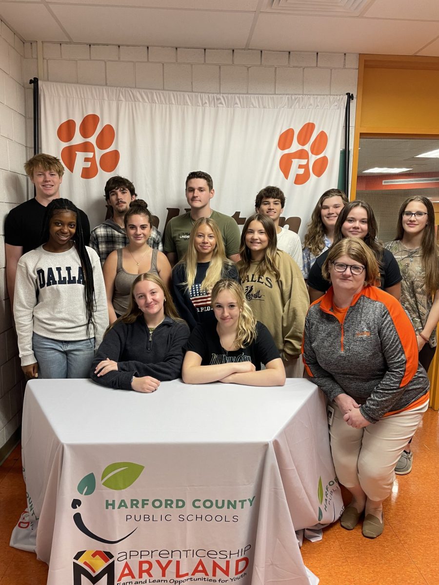 Excited students at Fallston High School get ready to start their journey through the HCPS Apprenticeship Program. Photo Courtesy of Anna Becker.