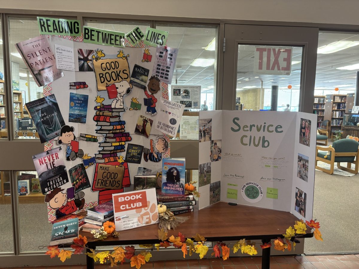Caption: Club representatives made different posters featuring information about each club. Some students even brought props like books and magazines or candies for those who joined. Photo Courtesy of Madi Hoyer.