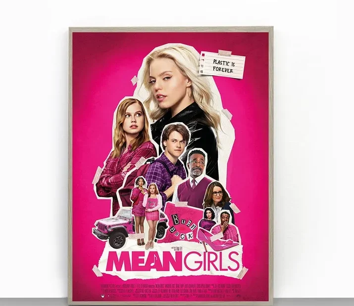 Pictured above is the poster from the Mean Girls The Musical Movie that was released in 2024. Same characters, different cast! Photo courtesy of Printerval.
